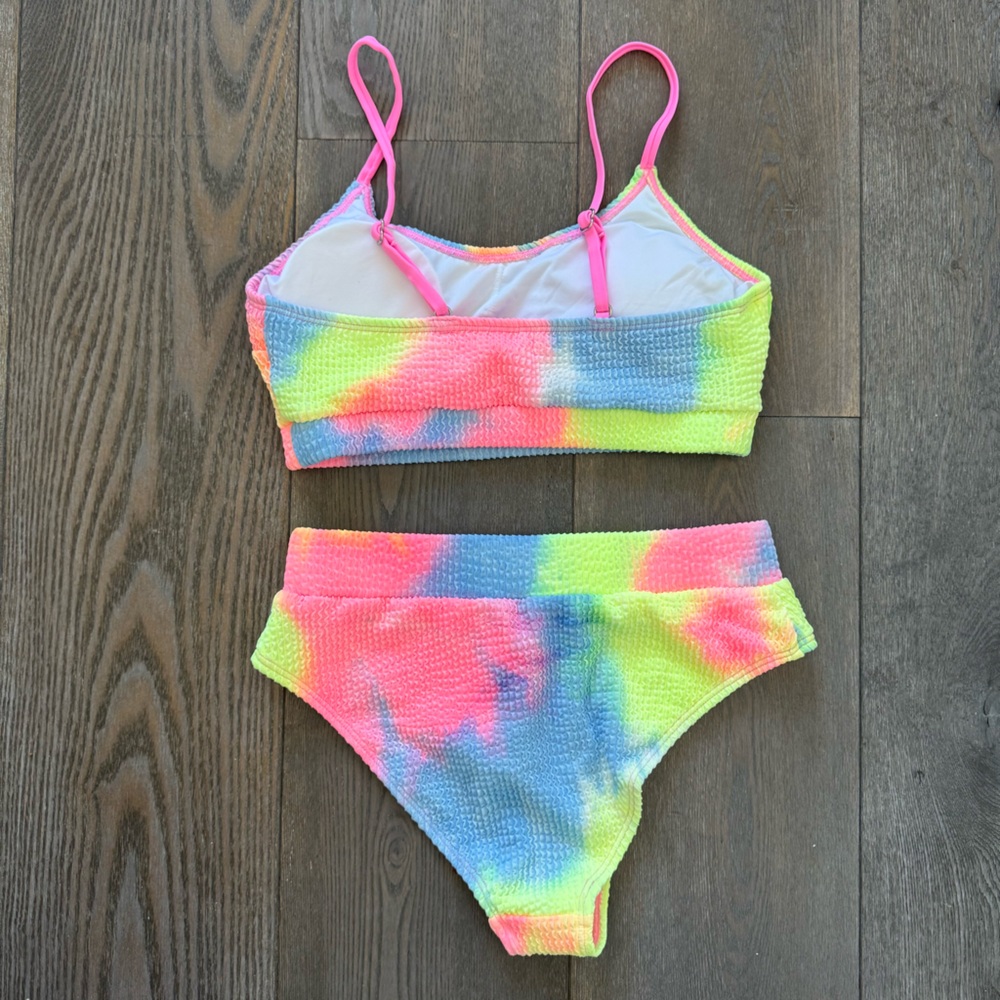 NWT Small Cupshe Sherbet Tie-dye Textured Scoop Neck Two Piece Bikini Swimsuit - Picture 4 of 14